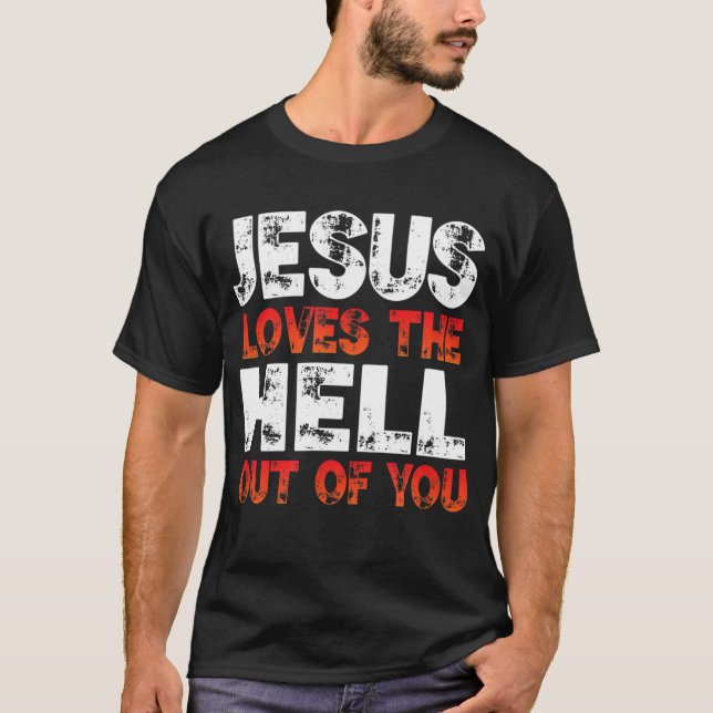 Camiseta Amo a Jesús y a Jesús le encanta el infierno, (Anverso)