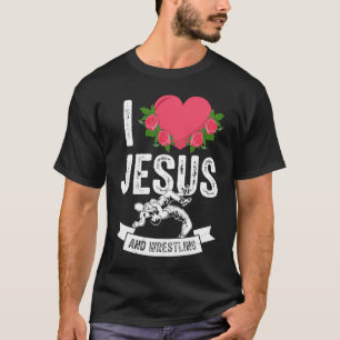 Camiseta Amo a Jesús y a la lucha libre conjunto temático