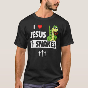 Camiseta Amo a Jesús y a las serpientes Gracioso Reptile Bi