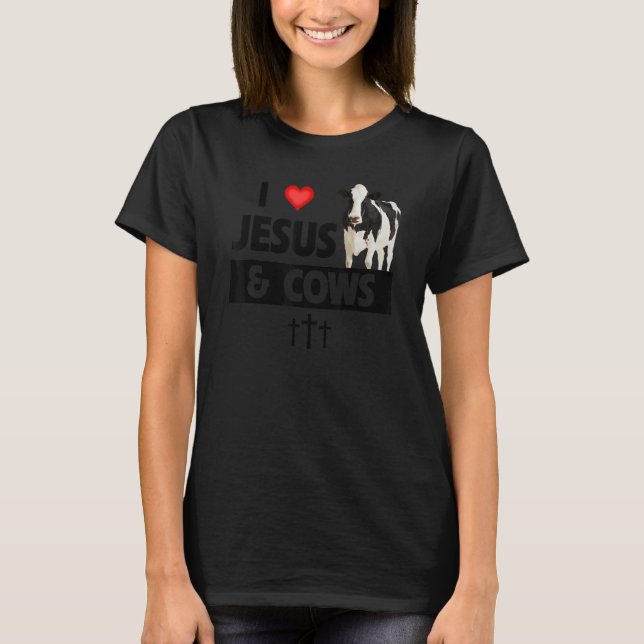 Camiseta Amo a Jesús y a las vacas cultivando maíz cristian (Anverso)