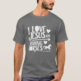 CAMISETA AMO A JESÚS Y A LOS CABALLOS DE CABALLO.