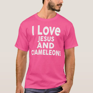 Camiseta Amo A Jesús Y A Los Chameleons Graciosos Chameleon