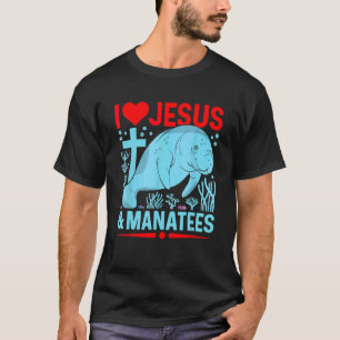 Camiseta Amo a Jesús y a los manatíes vacas marinas Fe cris