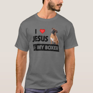 Camiseta Amo A Jesús Y A Mi Boxeador Mamá Papá Mascota Padr