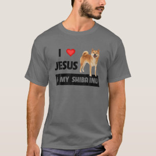 Camiseta Amo A Jesús Y A Mi Chiba Inu Perro Mamá Padre Chri