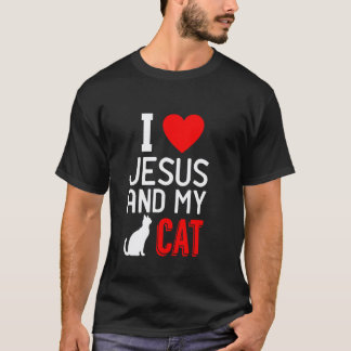 Camiseta Amo a Jesús y a mi gato Cristiana amante de los ga