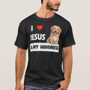 Camiseta Amo a Jesús y a mi madre del perro de Havanés papá