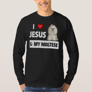 Camiseta Amo A Jesús Y A Mi Madre Perra Maltesa Papá Maltip