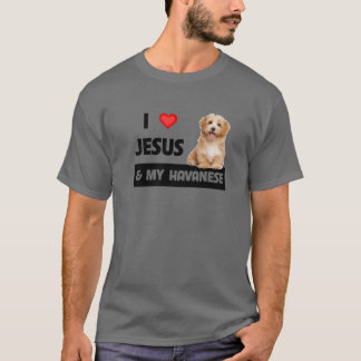Camiseta Amo A Jesús Y A Mi Madre Perro Habanés Papá Mascot