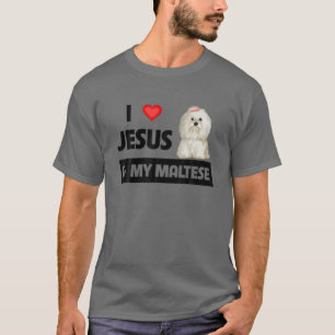 Camiseta Amo A Jesús Y A Mi Madre Perro Maltés Padre Mascot