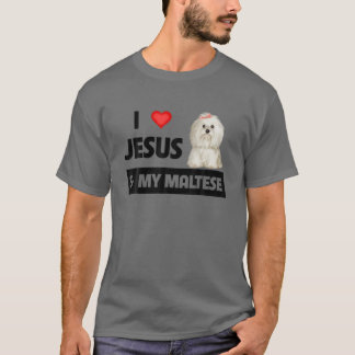 Camiseta Amo A Jesús Y A Mi Madre Perro Maltés Padre Mascot