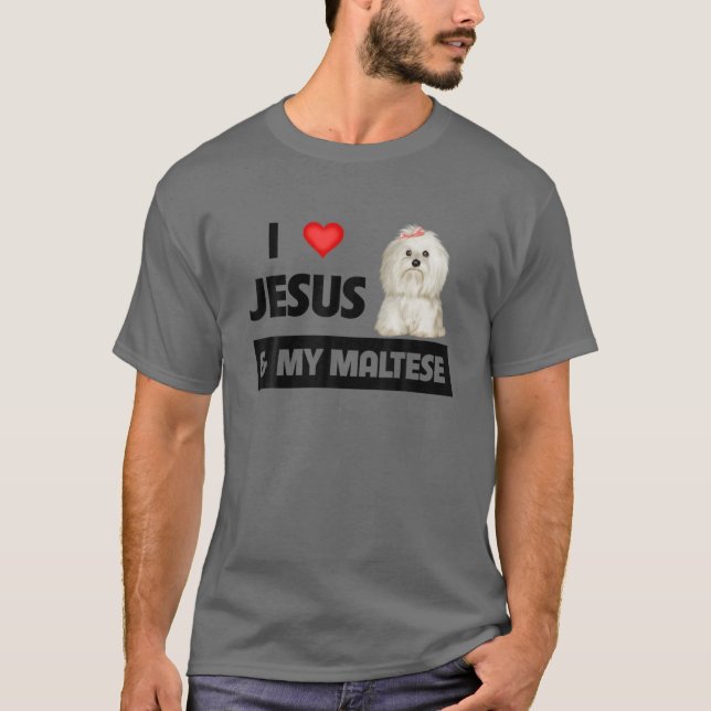 Camiseta Amo A Jesús Y A Mi Madre Perro Maltés Padre Mascot (Anverso)
