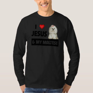Camiseta Amo A Jesús Y A Mi Madre Perro Maltés Padre Mascot