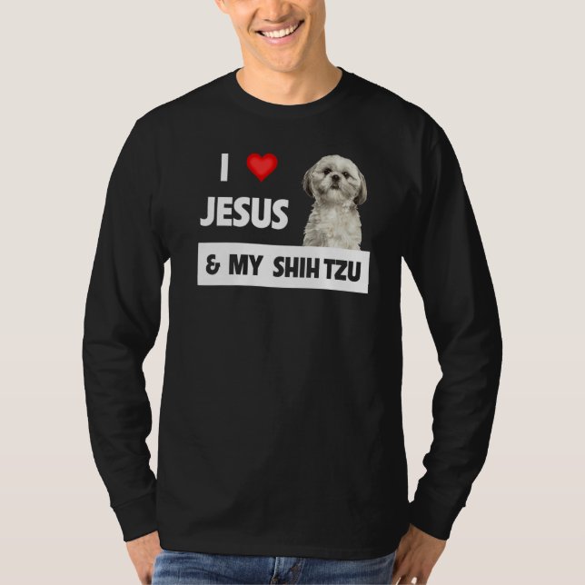 Camiseta Amo A Jesús Y A Mi Madre Shih Tzu Papá Perro Crist (Anverso)