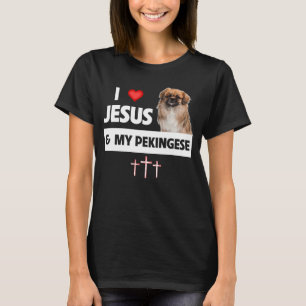 Camiseta Amo a Jesús y a mi mamá Perro Pekingés, papá crist