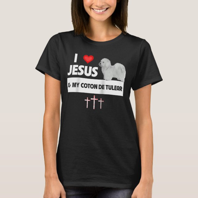 Camiseta Amo a Jesús y a mi padre hijo de perra Coton De Tu (Anverso)