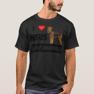 Camiseta Amo a Jesús y a mi papá, mamá del perro de Airedal