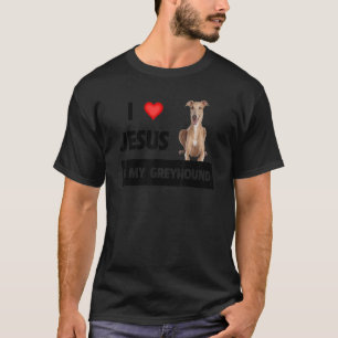 Camiseta Amo a Jesús y a mi perro galgo Mamá Papá Mascota P
