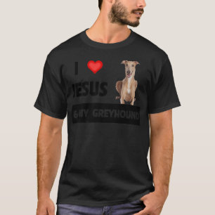 Camiseta Amo a Jesús y a mi perro galgo Mamá Papá Mascota P