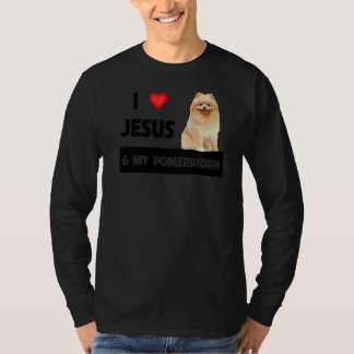 Camiseta Amo A Jesús Y A Mi Perro Pomerania Mamá Y Papá Chr