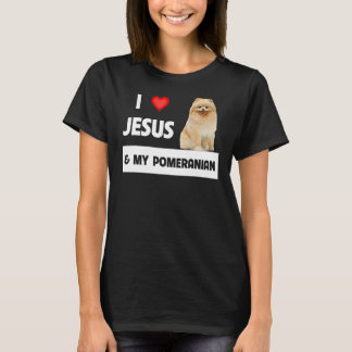 Camiseta Amo A Jesús Y A Mi Perro Pomerania Mamá Y Papá Chr