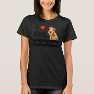 Camiseta Amo A Jesús Y A Mi Perro Terrible Irlandés Mamá Pa