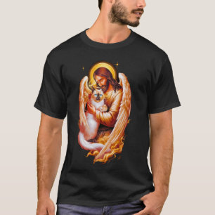 Camiseta Amo a Jesús y al gato siamés divertido Dios bendig
