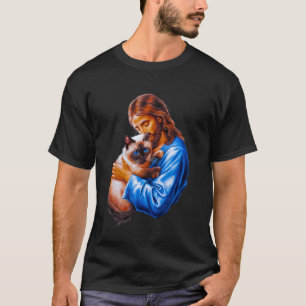 Camiseta Amo a Jesús y al gato siamés divertido gatito cris