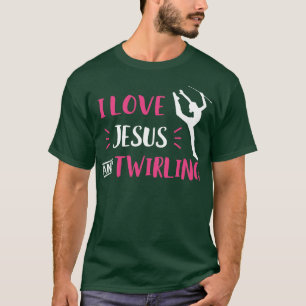Camiseta Amo a Jesús y batuta giratoria majorette de batuta