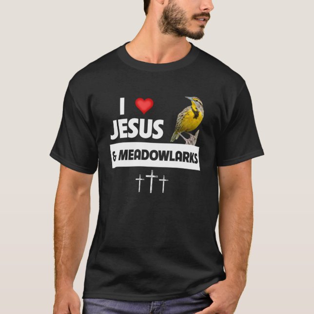 Camiseta Amo a Jesús y el estado occidental de Meadowlarks  (Anverso)