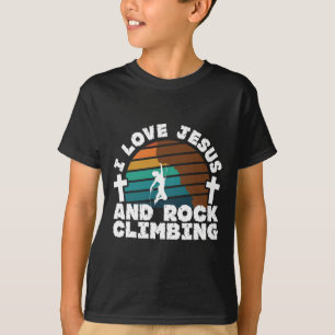 Camiseta Amo a Jesús y escalada en roca Fe cristiana en for