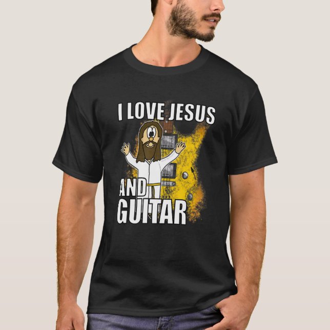 Camiseta Amo A Jesús Y Guitarista Eléctrico Guitarista (Anverso)