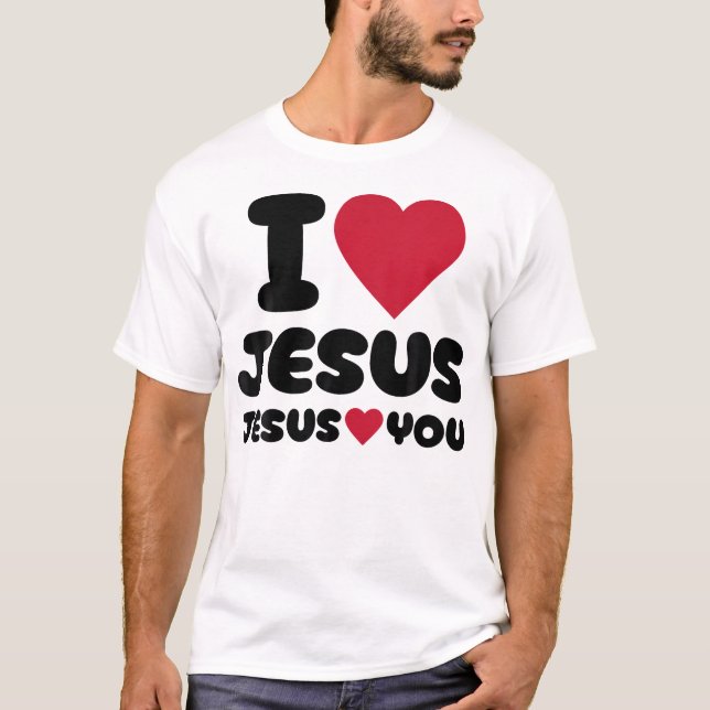 Camiseta Amo A Jesús Y Jesús Te Ama Cristiano (Anverso)