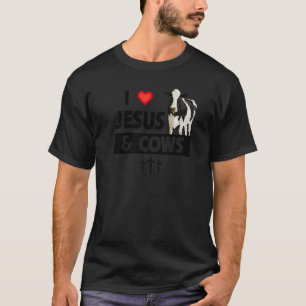 Camiseta Amo a Jesús y las Vacas Granja Divertida Cristiana