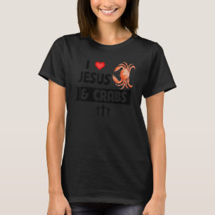 Camiseta Amo a Jesús y los cangrejos Océanos de mariscos cr