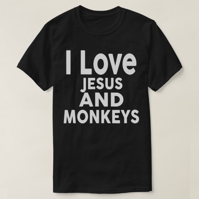 Camiseta Amo a Jesús y MONKEYS Funny MONKEY (Diseño del anverso)