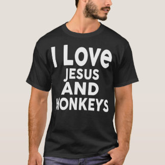 Camiseta Amo a Jesús y MONKEYS Funny MONKEY