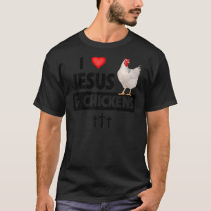 Camiseta Amo a Jesús y pollos Gallo Cristiano Granja