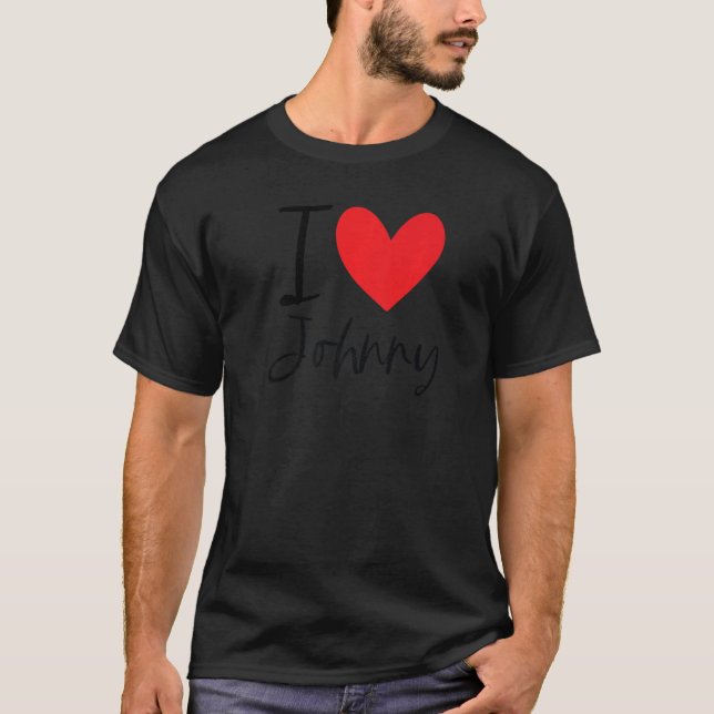 Camiseta Amo a Johnny Nombre Corazón Hombres Personalizados (Anverso)