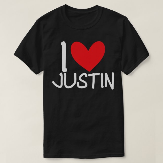Camiseta Amo a Justin Nombre Hombres Personalizados Guy BFF (Diseño del anverso)