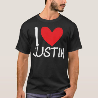 Camiseta Amo a Justin Nombre Hombres Personalizados Guy BFF