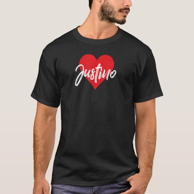 Camiseta Amo A Justino Primer Nombre Yo Corazón (Anverso)
