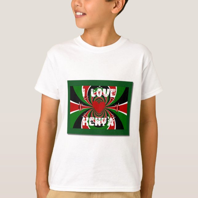 Camiseta Amo a Kenia: Arte de Bandera Dinámica (Anverso)