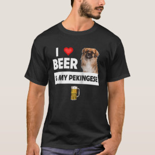 Camiseta Amo a la cerveza y a mi papá perro pekingés que be