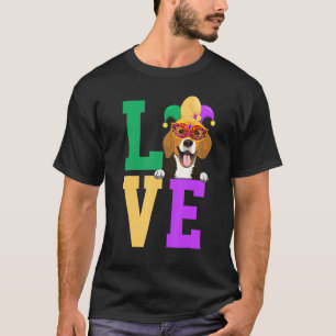 Camiseta Amo a la familia Mardi Gras Beagle Dog Mating
