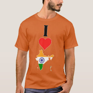 Camiseta Amo a la India vertical I Heart Country Flag Map