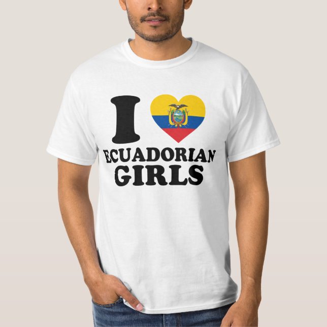 Camiseta Amo a las Chicas Ecuatorianas Bandera de Ecuador D (Anverso)