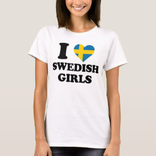 Camiseta Amo a las chicas suecas corazón bandera
