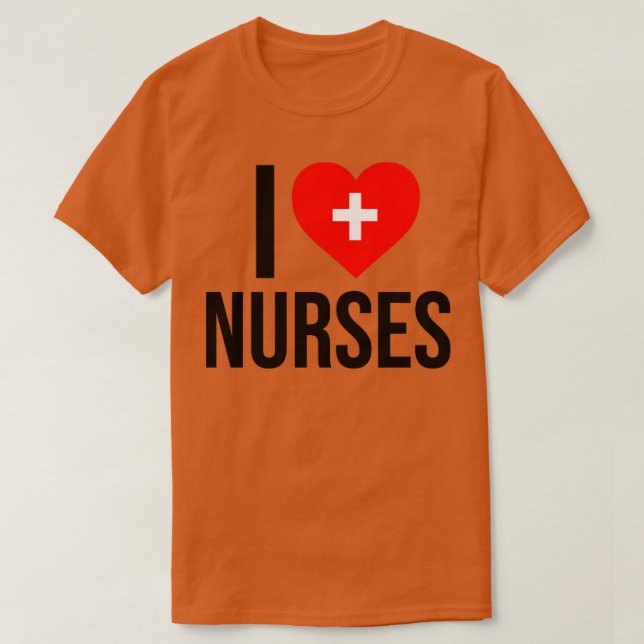 Camiseta Amo a las enfermeras Cruz del Corazón Médico (Diseño del anverso)
