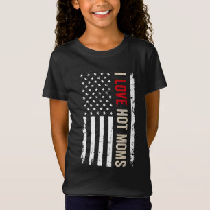 Camiseta Amo a las mamás calientes Bandera estadounidense